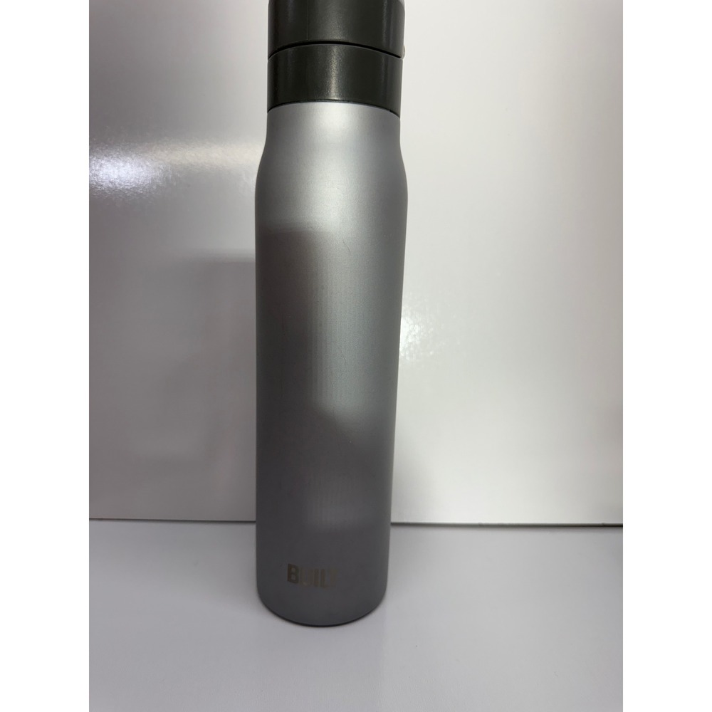 Built NY Silver Insulated Stainless Steel Water Bottle Locking Flip Top Lid